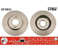 TRW Brake Disc DF4824 Vented – Fits OPEL, SUZUKI, SUBARU – 4700455