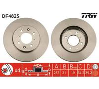 1X Brake disc TRW DF4825 for HONDA JAZZ II (GD_, GE3, GE2) 1.2 2002-2008