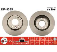 2x Brake disc Vented DF4836S TRW for KIA SEDONA I SEDONA Mk II