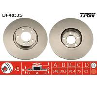 2x Brake disc Vented DF4853S TRW for BMW X5 X6