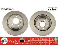 2x Brake disc Vented DF4854S TRW for BMW X5 X6