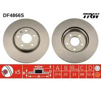 TRW Brake Disc DF4866S - 2x for Audi A4/S4/Allroad, A5/S5 Convertible/Sportback 2.0L