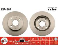 1X Brake disc TRW DF4887 for SUBARU JUSTY IV 1 2007-2012