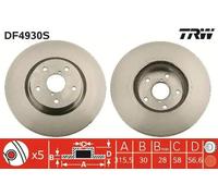 2x Brake disc Vented DF4930S TRW for SUBARU TRIBECA OUTBACK LEVORG LEGACY VI
