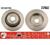 2x Brake disc Vented DF4979S TRW for JEEP GRAND CHEROKEE III