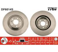2x Brake disc Vented DF6014S TRW for AUDI Q5 A5 A4 B8 A4 B8 Avant A5 Convertible
