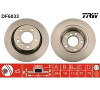 2x Brake disc Vented DF6033 TRW for BMW Z4 Roadster Z4 Coupe