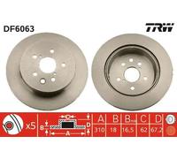 2x Brake disc Vented DF6063 TRW for LEXUS IS II GS IS C IS III