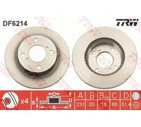 2x Brake disc Vented DF6214 TRW for SUZUKI NISSAN