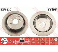 X2 PCS REAR BRAKE DISC PAIR L&R DF6330 TRW I