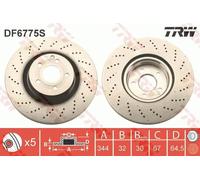 TRW Brake disc DF6775S 344 32 5 112 Vented Painted High-carbon MERCEDES-BENZ: E-Class T-modell, C-Class Coupe, E-Class Coupe