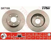 TRW Brake Disc DF7195 – Vented – 2x Fits HONDA, NISSAN