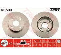2x Brake disc Vented DF7243 TRW for MAZDA 323 S Mk IV 323 C Mk IV 323 F Mk IV