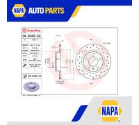 2x Brake Discs Pair fits VAUXHALL CORSA D 1.7D Rear 06 to 14 264mm Set Brembo