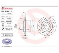 BREMBO XTRA LINE Brake disc 08.9148.1X 239 9 5 solid, Perforated Coated VOLKSWAGEN: Golf 4, Bora Saloon, Golf 4 Variant, AUDI: TT Coupe, A3 Hatchback