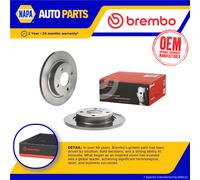 2x Brake Discs Pair Solid fits FORD FIESTA Mk7 1.0 Rear 2017 on 253mm Set Brembo
