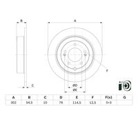 Bosch Brake Discs Rear Diameter 302mm 76mm Solid 10mm 0986479E45