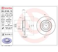 08.9148.11 Rear Brake Discs 2 Pieces Pair 239mm Diameter Solid Braking By Brembo