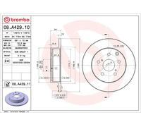 2x Brake Discs Pair Solid Rear 281mm 08.A429.11 Brembo Set 424310R010 4243142060