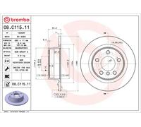 2x Brake Discs Pair Solid Rear 290mm 08.C115.11 Brembo Set 34216792225 Quality