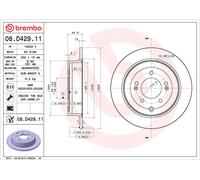 2x Brake Discs Pair Solid Rear 302mm 08.D429.11 Brembo Set 58411D3000 58411D7000