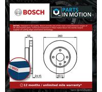 2x Brake Discs Pair Vented fits FORD SIERRA 2.8 Front 82 to 86 260mm Set Bosch