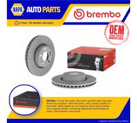 2x Brake Discs Pair Vented fits MERCEDES C200 2.0 Front 2013 on 305mm Set Brembo