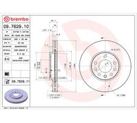 09.7629.11 Front Brake Discs 2 Pieces Pair 280mm Diameter Vented Braking Brembo