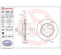 2x Brake Discs Pair Vented Front 260mm 09.7359.21 Brembo Set 1684210212 Quality