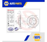 2x Brake Discs Pair Vented Front 262mm 09.5457.3X Brembo Set 45251S6M000 Quality