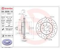 2x Brake Discs Pair Vented Front 262mm 09.5509.1X Brembo Set 45251SK7000 Quality