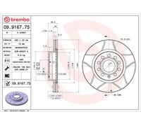 2x Brake Discs Pair Vented Front 280mm 09.9167.75 Brembo Set 1K0615301AC Quality
