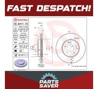2x Brake Discs Pair Vented Front 288mm 09.8411.11 Brembo Set 2034210312 Quality