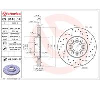 2x Brake Discs Pair Vented Front 288mm 09.9145.1X Brembo Set 1K0615301K Quality