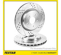 2x Brake Discs Vented Drilled Front 330mm 92266125 + 92149905 Genuine OE Textar