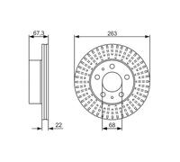 2x Brake Discs Vented Front 263mm 0986479480 Bosch 12281531 1359131 270739