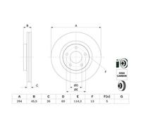 2x Brake Discs Vented Front 294mm 0986479745 Bosch 4615A075 4615A117 5105514AA