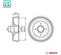 Bosch Brake Drum 0 986 477 205 - Rear - Fits Renault Clio III 1.2 16V - 2 pcs