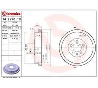 2x Brake drum 14.E278.10 BREMBO for VW SKODA