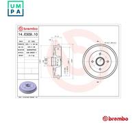 2x BRAKE DRUM 14.E309.10 FOR PEUGEOT 206+ 106/II/Van/Hatchback CITROËN 1.4L 4cyl