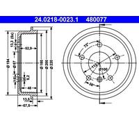 Brake drum 24.0218-0023.1 ATE for MERCEDES-BENZ A-CLASS