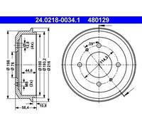 2x Brake drum 24.0218-0034.1 ATE for HYUNDAI ACCENT I ACCENT Saloon