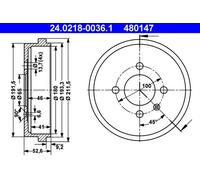 ATE 24.0218-0036.1 Brake drum