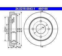 Brake drum 24.0218-0043.1 ATE for NISSAN MICRA II