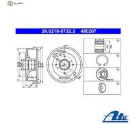 ATE 24.0218-0732.2 Brake drum