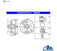 ATE 24.0218-0732.2 Brake drum