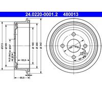 2x Brake drum 24.0220-0001.2 ATE for OPEL VAUXHALL DAEWOO CHEVROLET