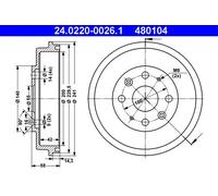 ATE 24.0220-0026.1 Brake drum