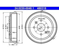 Brake drum 24.0220-0048.1 ATE for CHEVROLET AVEO / KALOS Saloon SPARK