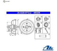 ATE 24.0220-0712.2 Brake drum